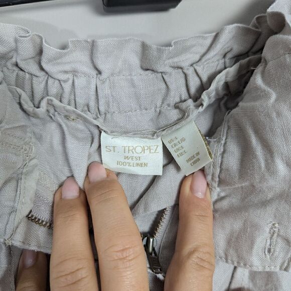 Beige linen shorts, 100% linen St-Tropez west size L - Picture 5 of 6
